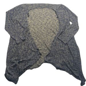 Ambiance size 1XL blue and grey draped buttonless knitted cardigan sweater